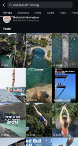 Screenshot of Red Bull cliff diving videos
